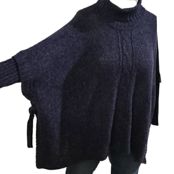 [Alya] Blue Poncho Sweater - Size S/M - Picture 1 of 7